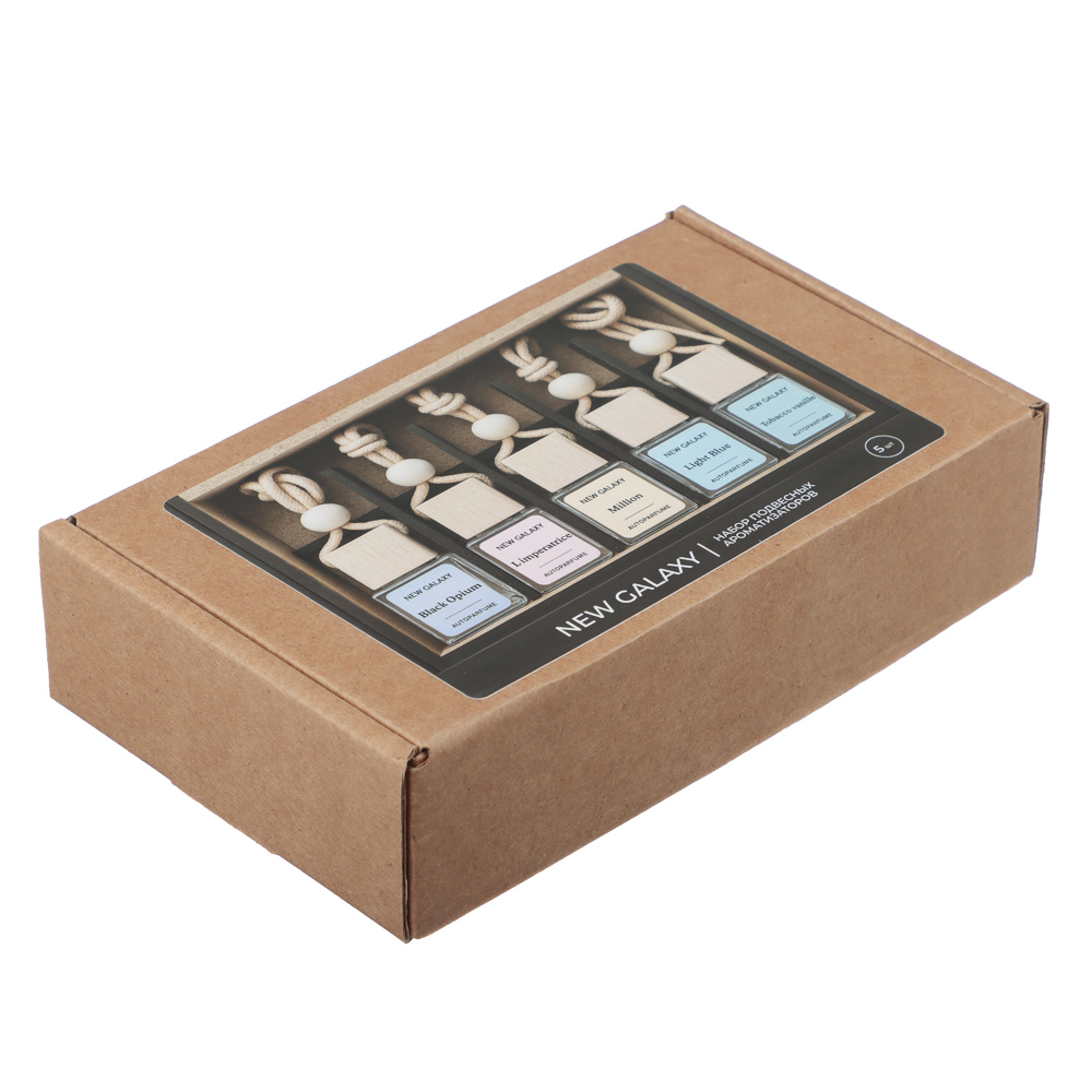 Набор подвесных ароматизаторов тм NEW GALAXY,5 мл,Bl.Opium, LImpertrice,Million,L.Blue, Tob. Vanille - #7