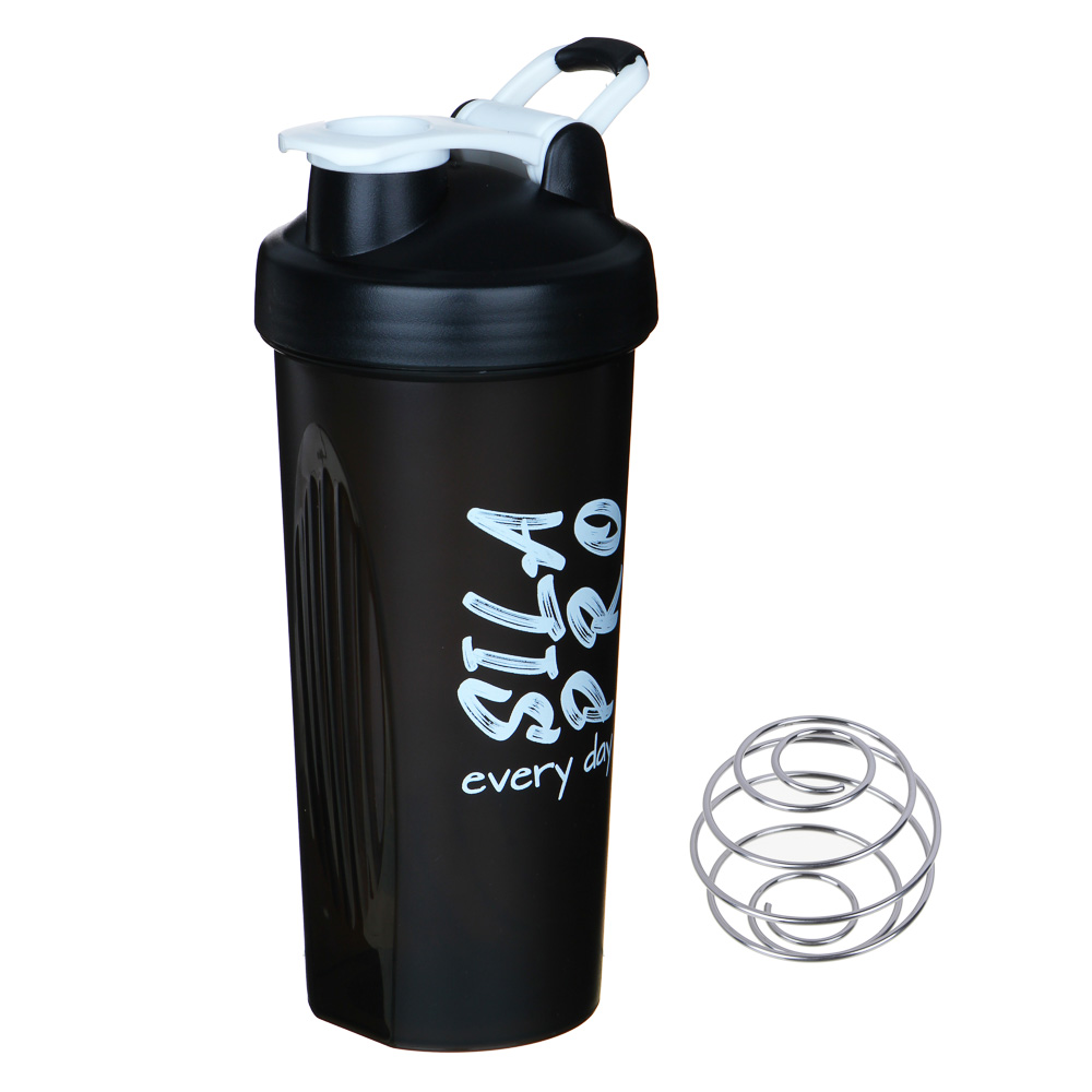 SILAPRO Шейкер спортивный, 600 мл, 22х10см, РР, нерж.сталь, ч/б микс - #3