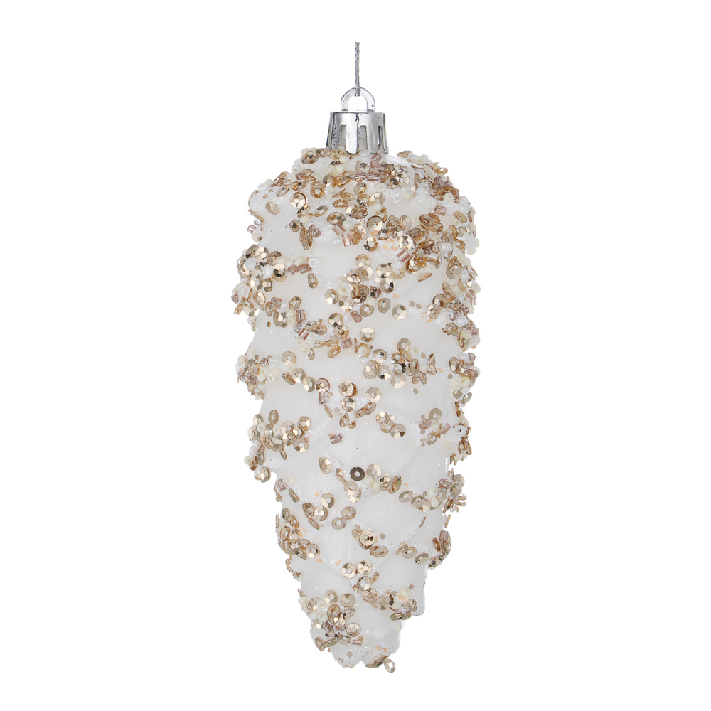СНОУ БУМ Подвеска декоративная "Шишка" 1 шт, 5х5х12 см, пластик, глиттер - #1