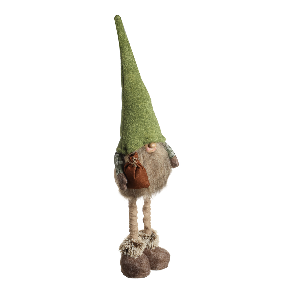 СНОУ БУМ Фигура декоративная "Гном" с выдвижными ногами 56,5-77,5 см, полиэстер, зеленый - #6