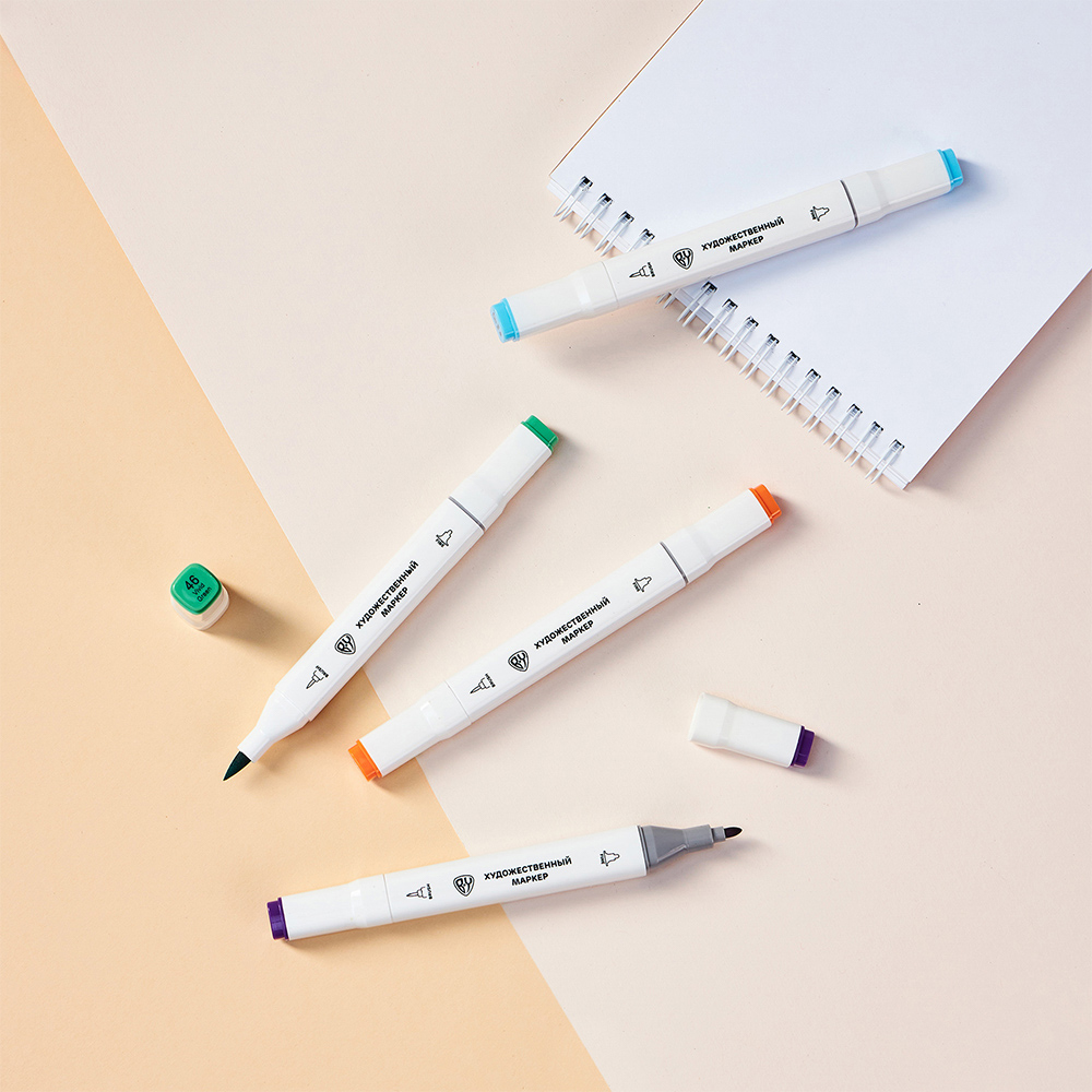 BY Русские Супергерои Маркеры худож., 36цв., 2-стор. (круг./кисточка), коробка-подставка на магните - #15