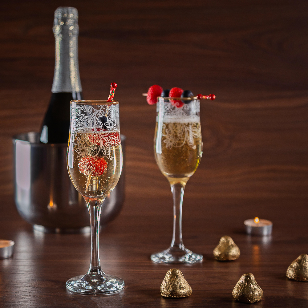 Набор бокалов для шампанского, с гравировкой и золотой отводкой, 2 шт, 200 мл - #6