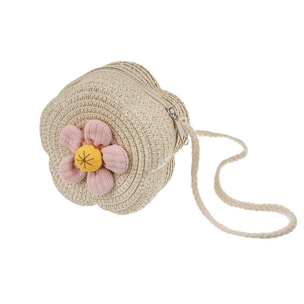 Сумка плетенная с декором на длинном ремне, тм ЮL, 11-12x6 см, папирус, полиэстер - #2