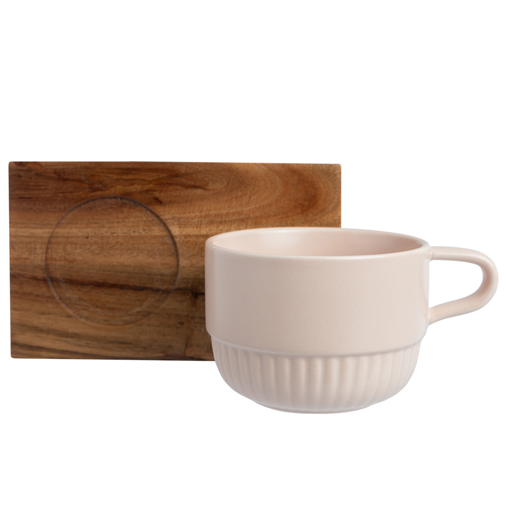 FLOMIK Чайная пара 250мл, 15х9,5х1см, фарфор, акация, розовый - #4