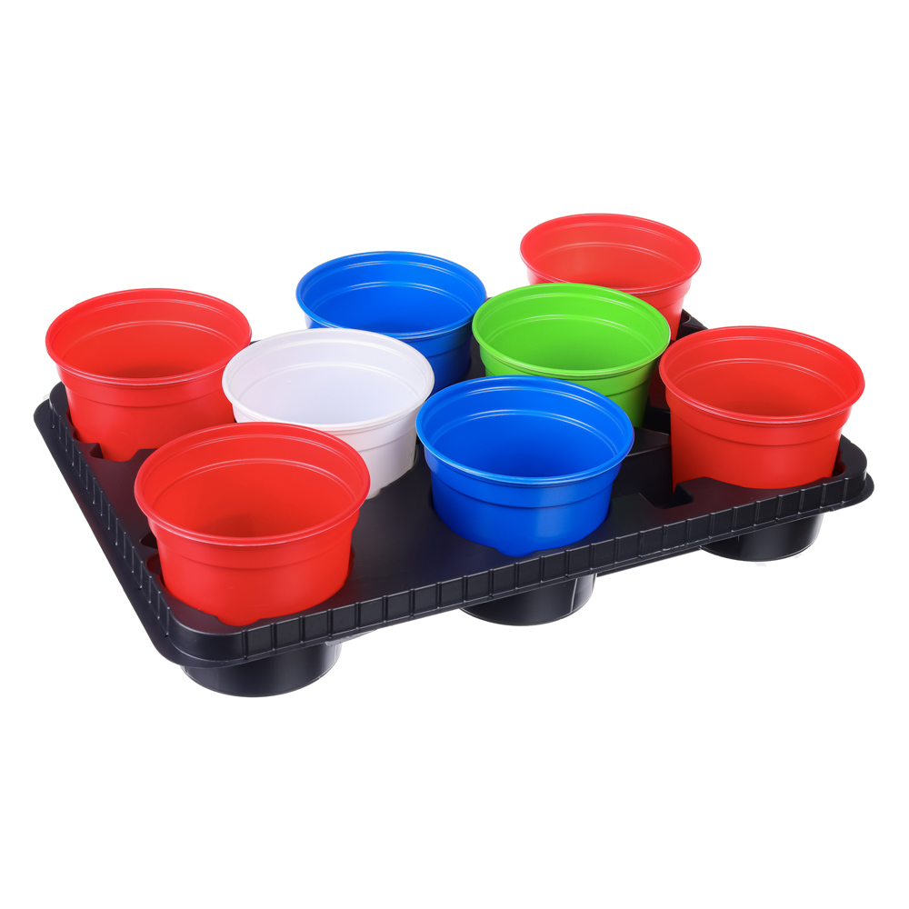 Комплект горшки 8шт+поддон d11см круглые цветные - #1