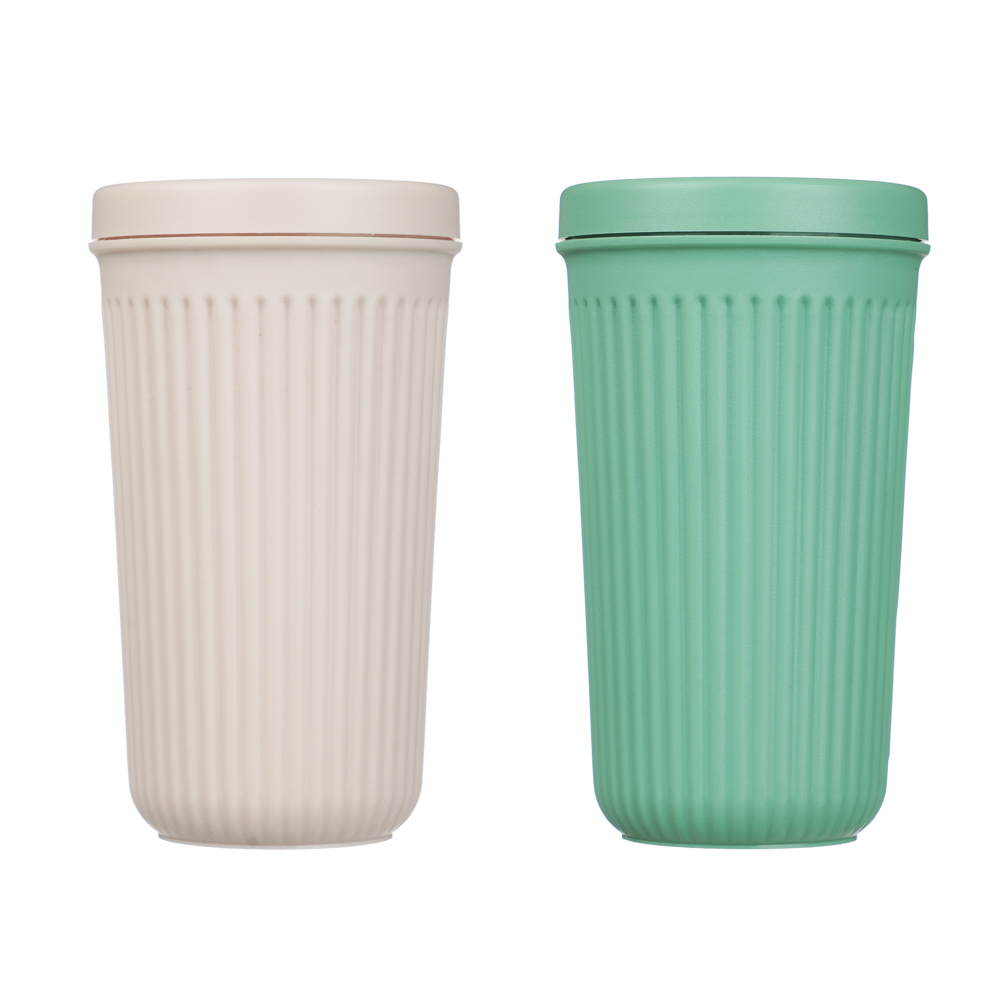 Стакан пластиковый с закручивающейся крышкой 400мл, пластик, 2 цвета - #1