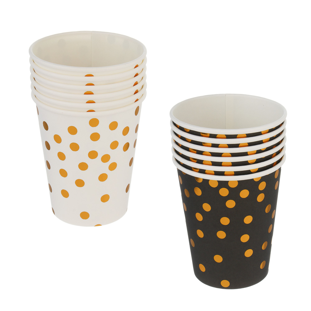 Fntastic Набор стаканов одноразовых, 6 шт, 250 мл, бумага, черный, белый - #1