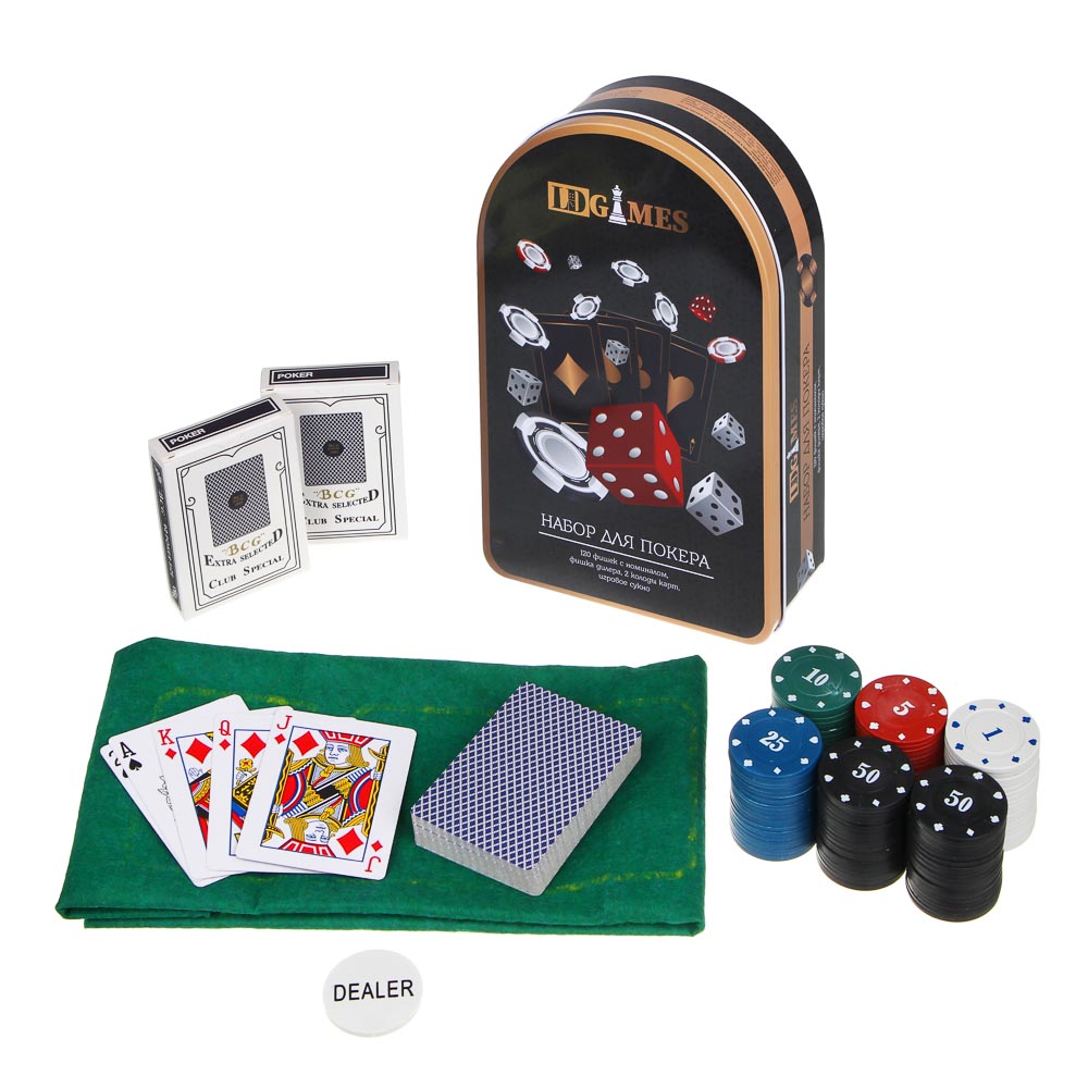 LDGames Набор для покера, в жестяном боксе 24х15см, пластик, металл, в подарочной упаковке - #3