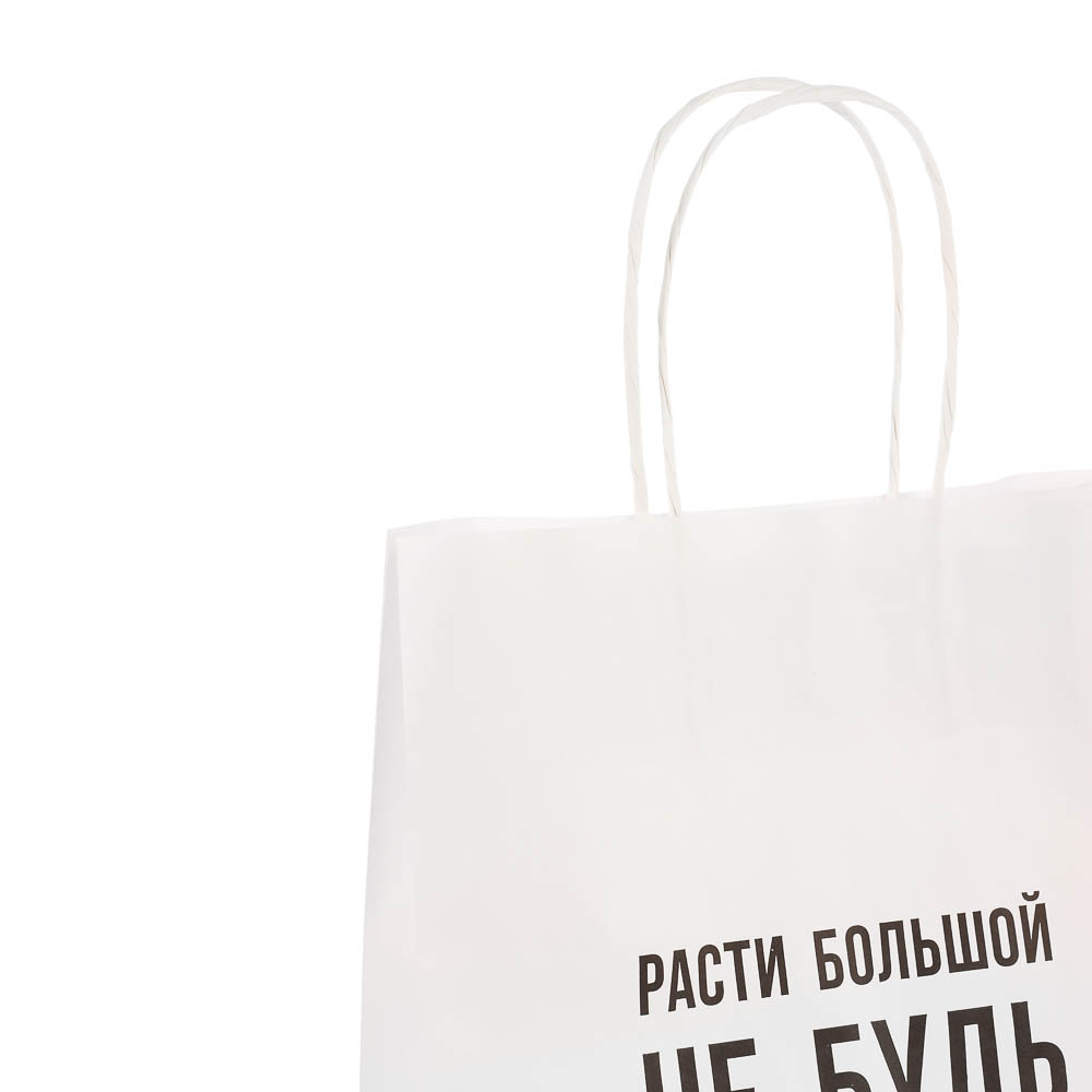 Пакет подарочный с надписями, белый, 24x10,5x32см, 5 в асс - #3