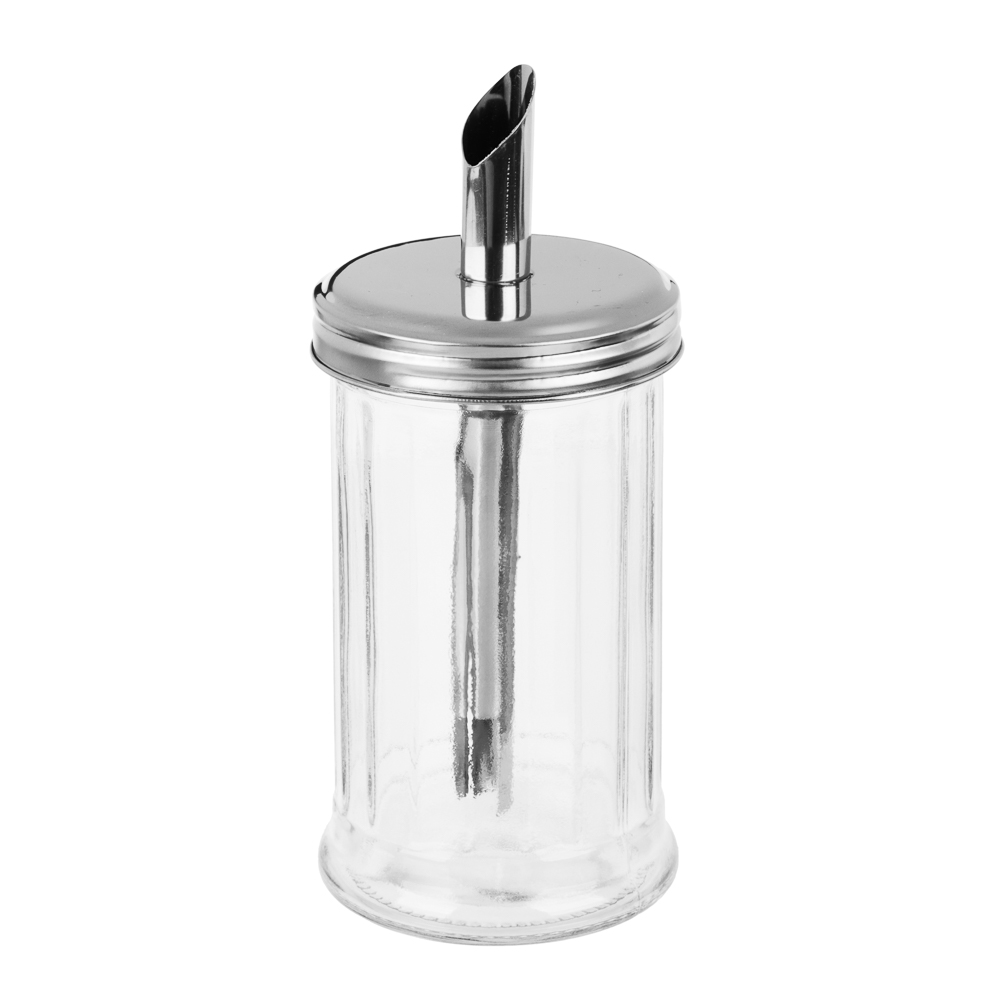 Сахарница с дозатором стекло 7,6x16см 350мл, нерж.сталь - #1
