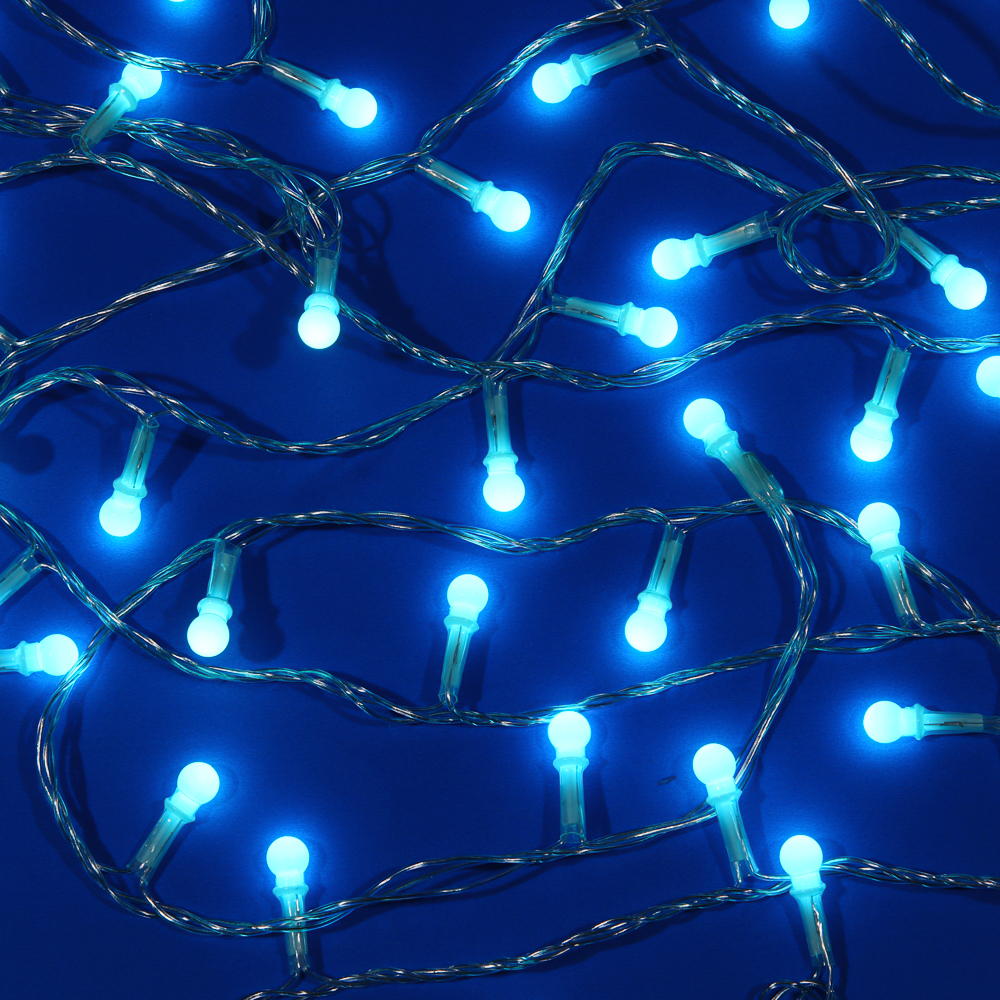 СНОУ БУМ Гирлянда эл. вьюн 10м, 100LED, аква, 8 режимов, ПВХ прозрачный, 220В - #9