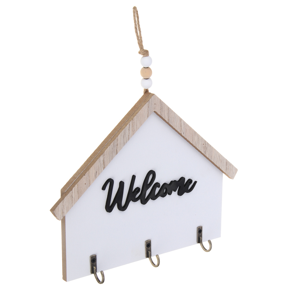 Ключница открытого типа WELCOME на 3 крючка, 17x22x3 см, МДФ - #2