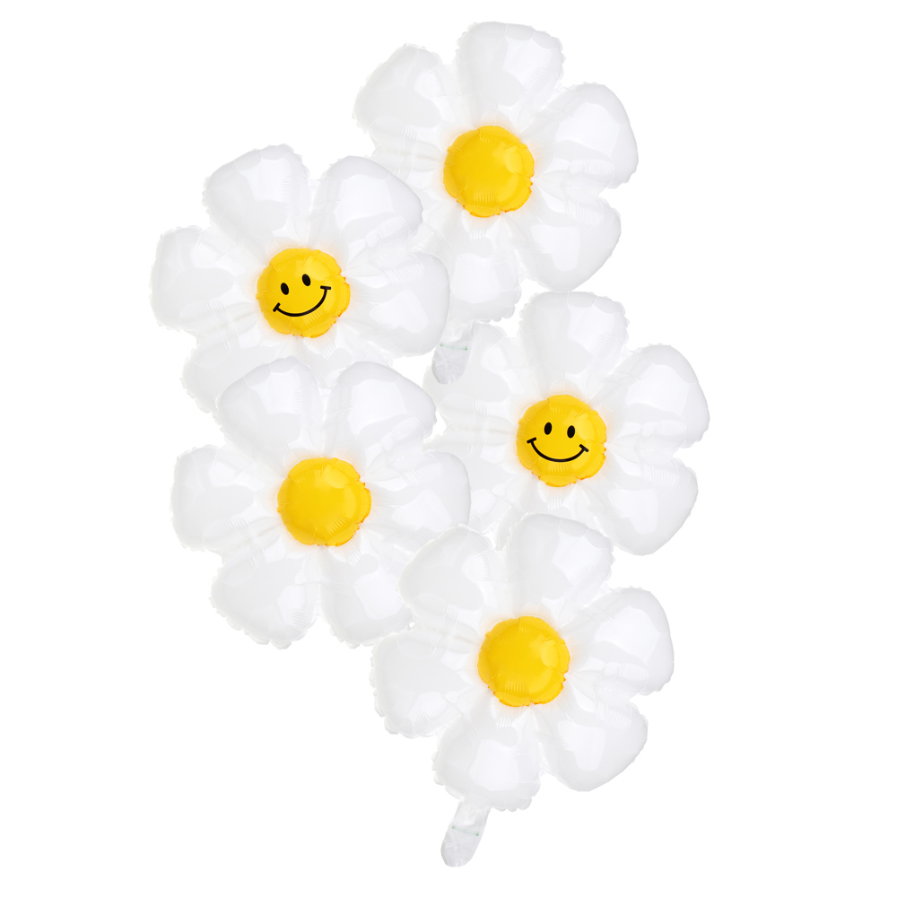 FNtastic Набор шаров фольгированных, 5 шт, 52х41 см, белые ромашки - #1