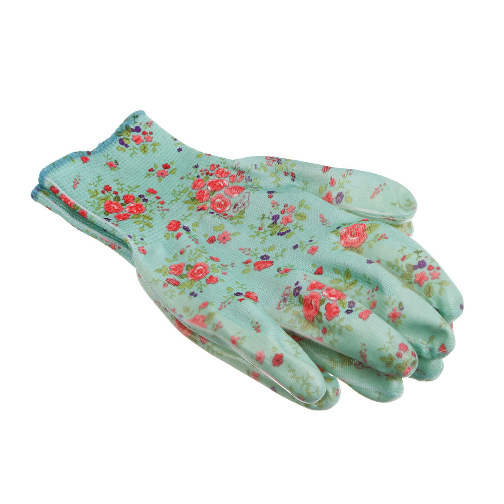 INBLOOM Перчатки садовые с нитриловым полуобливом, полиэстер, 9 размер, 23см, 31г, цветные - #2