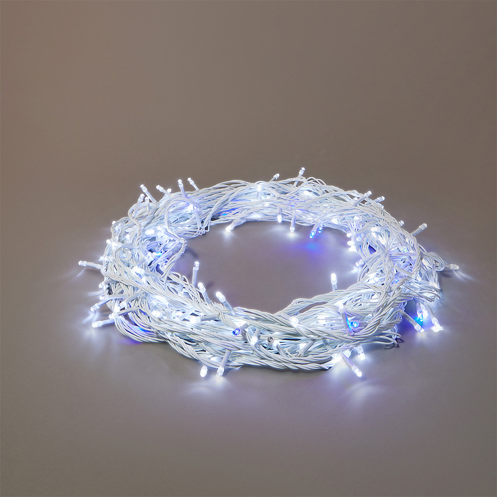 СНОУ БУМ Гирлянда эл. вьюн 14м, 300LED, белый, 30LED мерцание, ПВХ прозр., коннектор, 220В - #8