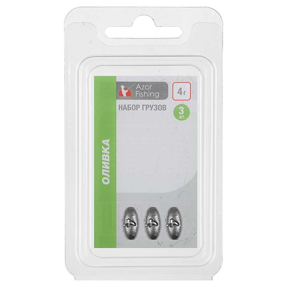 Набор грузов "Оливка" тм AZOR FISHING, 3шт, 2г, 4г, 6г, 8г, 10г, 5 видов - #6