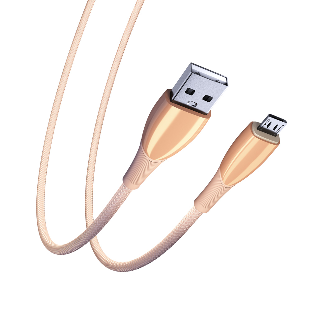 BY Кабель для зарядки Сириус Micro USB, 1м, 3А, Быстрая зарядка QC3.0, штекер металл, розовый - #5