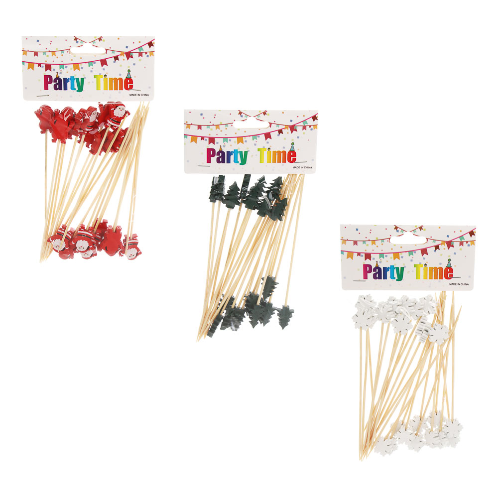 Fntastic Шпажки, 24 шт, 12 см, бамбук, дерево, 3 дизайна - #7