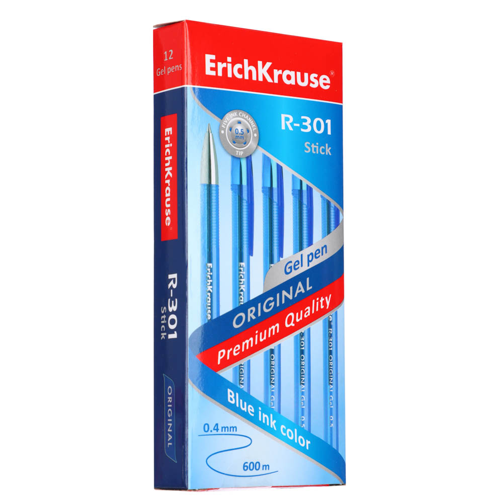 Erich Krause Ручка гелевая синяя "R-301 Ориджинал Джел", 0,5мм, синий корпус, пластик, 40318 - #5