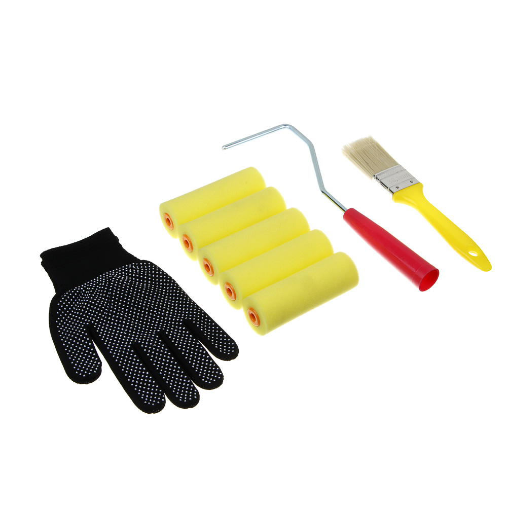 ЕРМАК Набор для малярных работ №4: валик в сборе,ролики запасные,кисть,перчатки,ванночка - #2