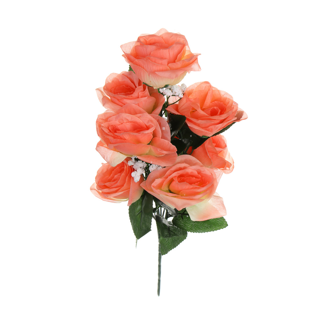 LADECOR Букет искусственных цветов в виде раскрытых роз с гипсофилами, 36-43 см, 6 цветов - #5