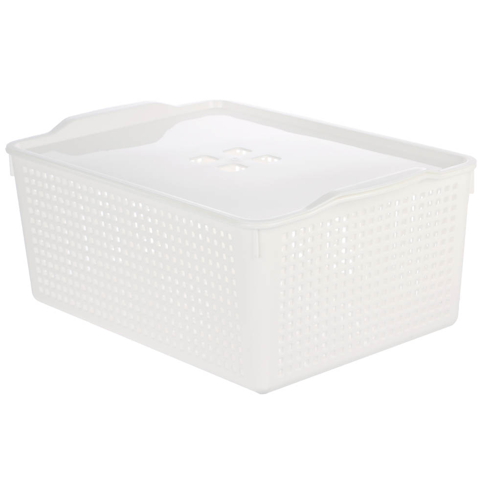 Корзинка Лофт 13л 395х272х168 мм с крышкой белый, серый - #5
