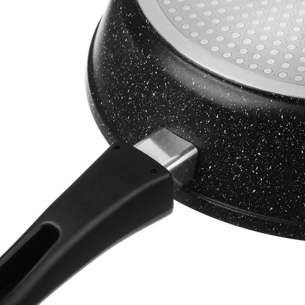 СЛАВЯНА Калина Сковорода литая глубокая d28см, антипригар.покрытие "мрамор", съемная ручка, индукция - #9