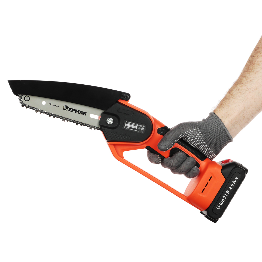 ЕРМАК Электропила аккумуляторная, 2АКБ, шина 150мм, бесщеточная, пластик.кейс, 2.0А*ч Li-ion - #9