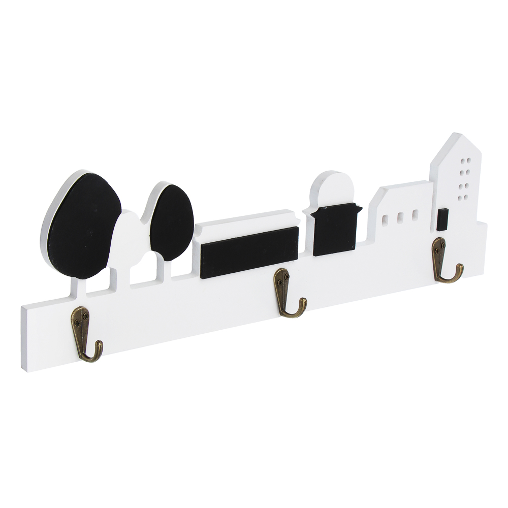 Ключница открытого типа, 3 крючка, 42x12см, МДФ, металл - #2