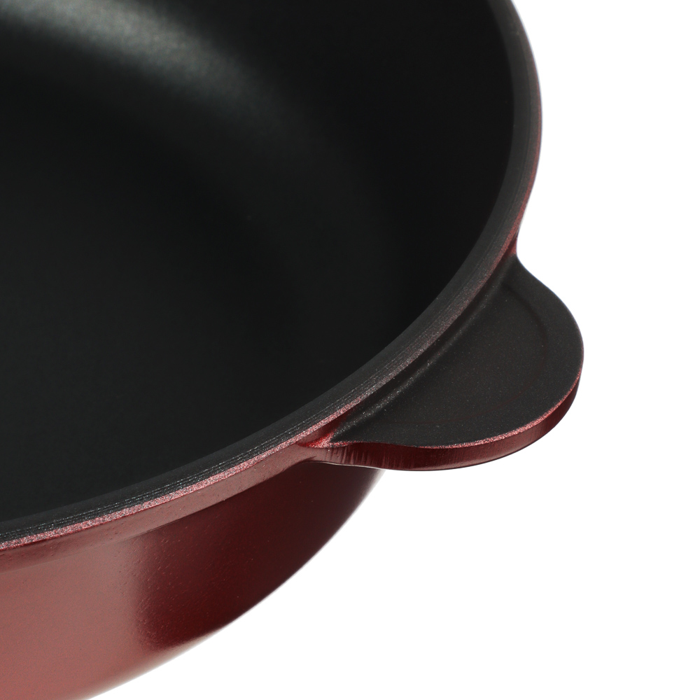 Сковорода литая d28см, антипригарное покрытие, цвет черный/красный - #2