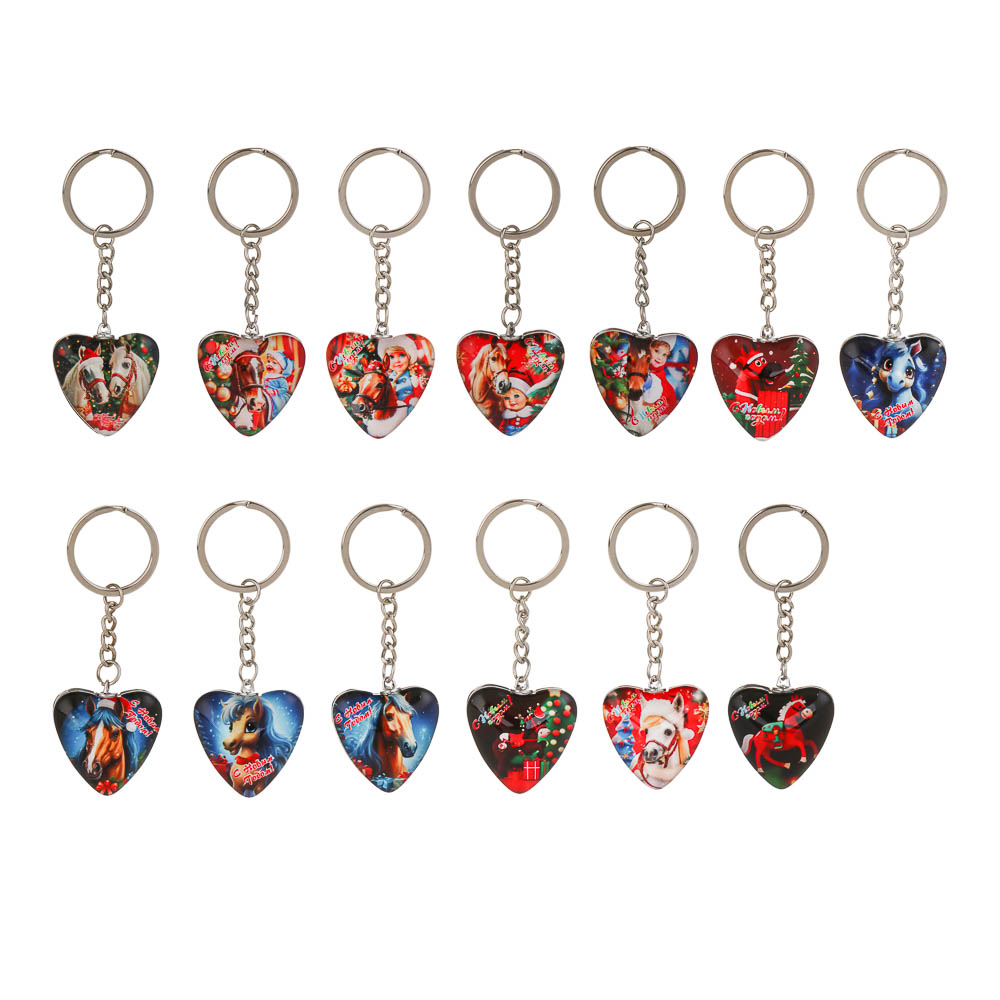 СНОУ БУМ Брелок-сердечко с лошадью 3,5 см, акрил, 13 дизайнов - #1