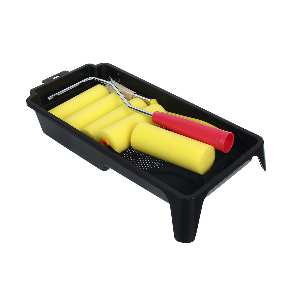 ЕРМАК Набор для малярных работ №4: валик в сборе,ролики запасные,кисть,перчатки,ванночка - #1