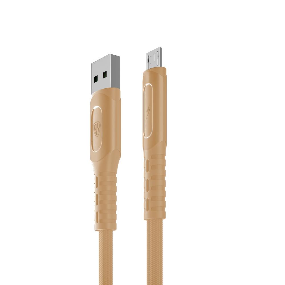 BY Кабель для зарядки Экстрим Micro USB, 1м, 2.4А, Быстрая зарядка QC3.0, ткань, золотистый - #3