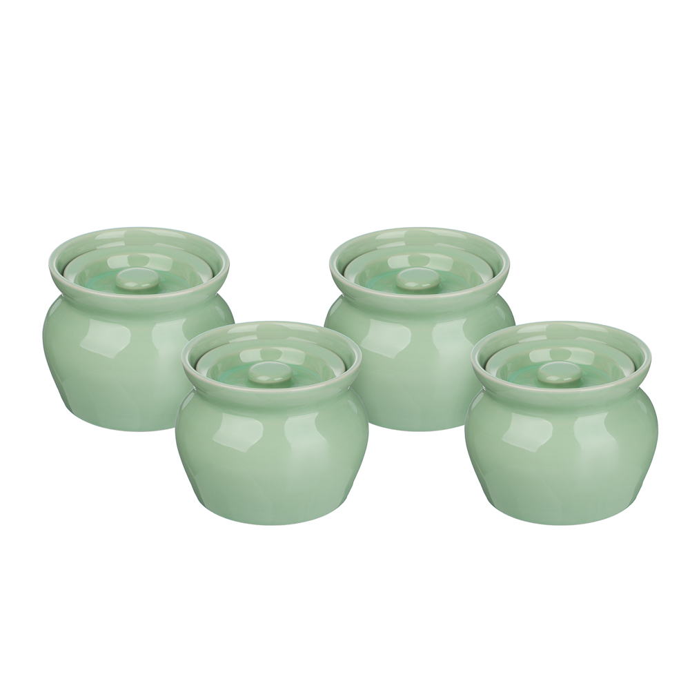 MILLIMI Набор из 4-х горшочков, 400 мл, керамика, мятный - #1