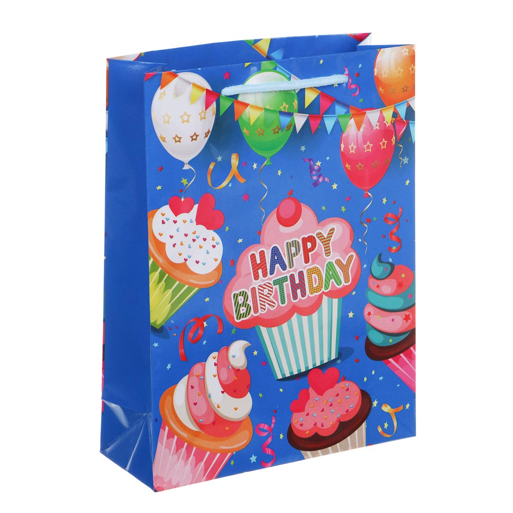 LADECOR Пакет подарочный бумажный, 18x24x7 см, 4 дизайна, С Днем Рождения - #2