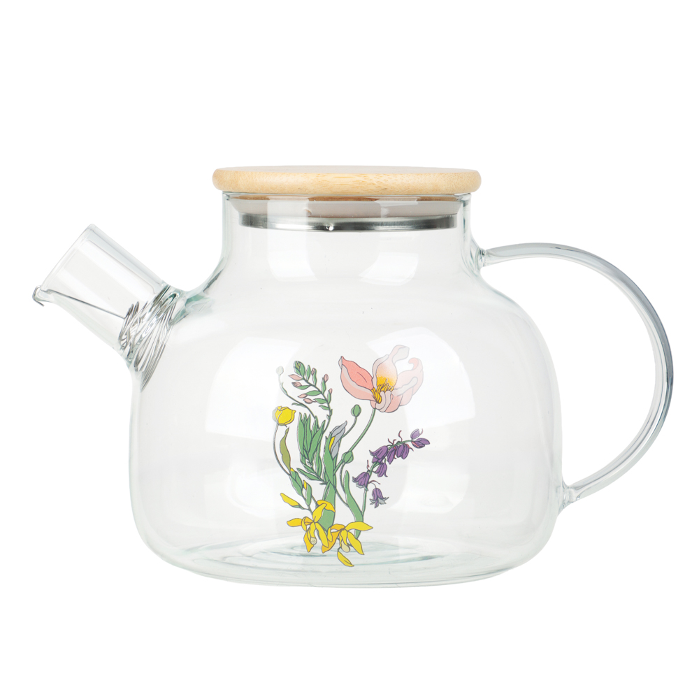 Чайник заварочный с металлическим фильтром тм SATOSHI Ботаника 1000мл, стекло - #1