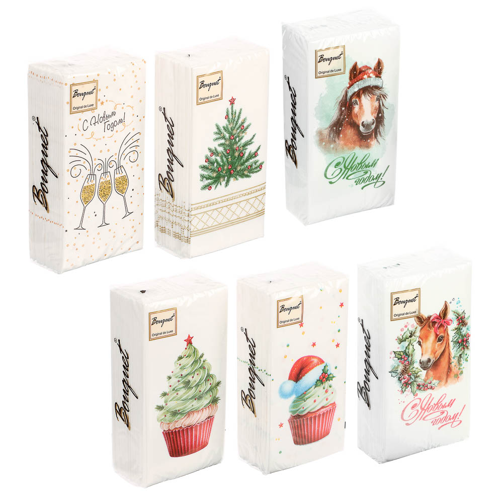 Салфетки бумажные двухслойные Символ года/Пирожные/С новым годом 33х33см, 6 дизайнов, 20шт купить с выгодой в Галамарт