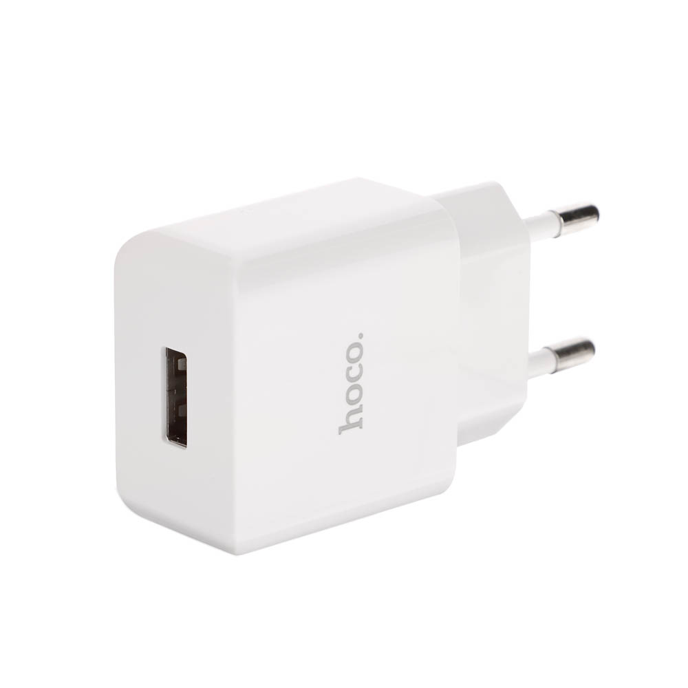 hoco. Комплект зарядное устройство с кабелем модель C106A, USB-A 10.5W, каб Type-C 1м, цвет: белый - #13