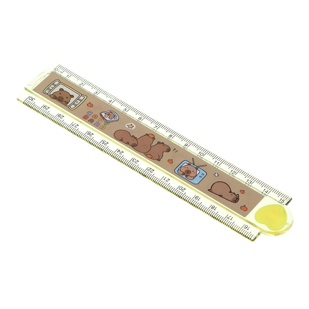 Набор канцелярский 4 пр., линейка раскладная, ластик, точилка, карандаш ч/гр "Капибара", ПВХ пенал - #10