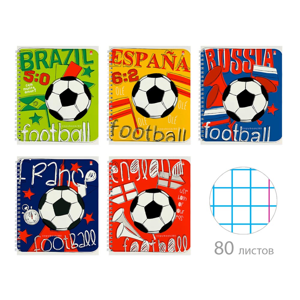 Тетрадь 80л.на спирали в кл., "Цветы, Футбол/Машины", БЕЛЫЕ ЛИСТЫ, обл.картон, 7-80-856,-1111,-128 - #3