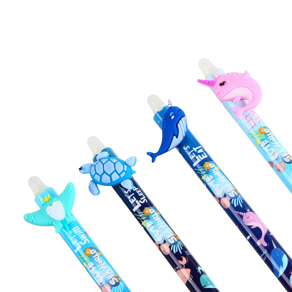 Авторучка гелевая "Пиши - стирай", синяя, с фигуркой, 0,7мм, "Подводный мир", 4 дизайна - #4