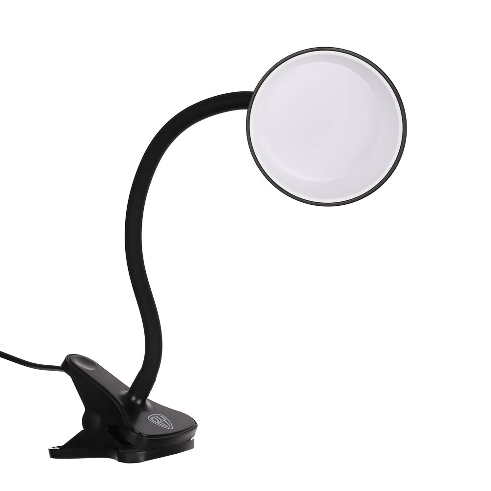 BY Светильник переносной настольный на прищепке, 230В, 5 Вт, 300Лм, металл, пластик, черный - #8