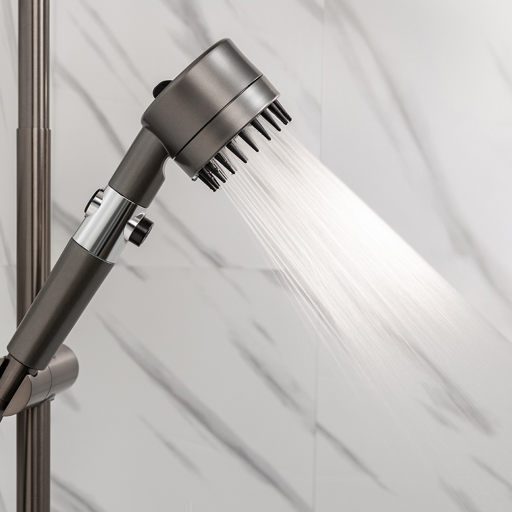 Лейка для душа с массажным эффектом, 3 режима, с фильтром очистки воды, графит - #10