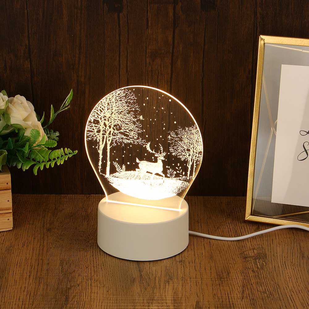 Светильник с LED подсветкой "Олень в лесу", USB, один режим свечения, 17x15см, акрил, пластик ABS - #1