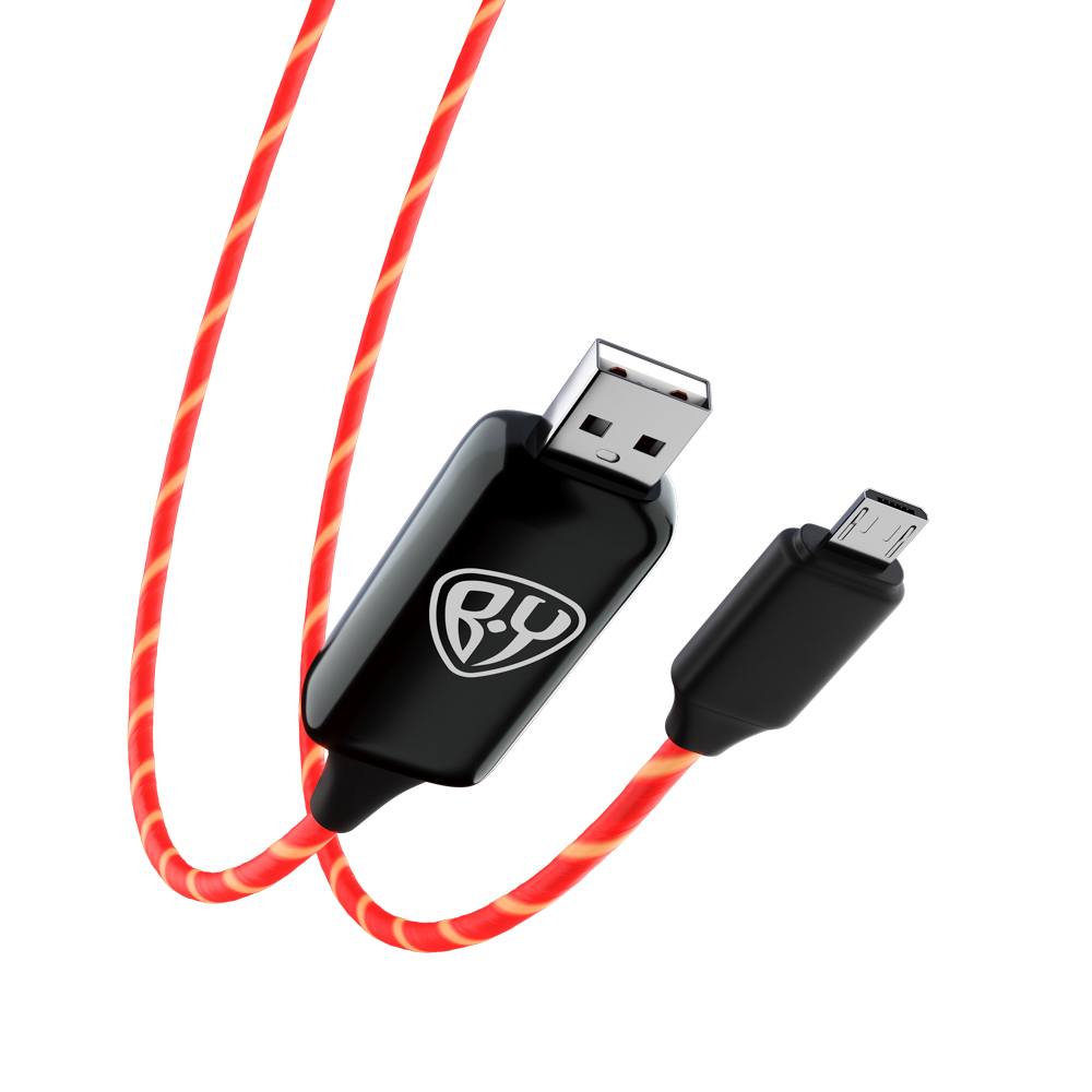 Кабель для зарядки Рыжий, светящийся, Micro USB, 1 м, LED подсветка оранжевая - #5