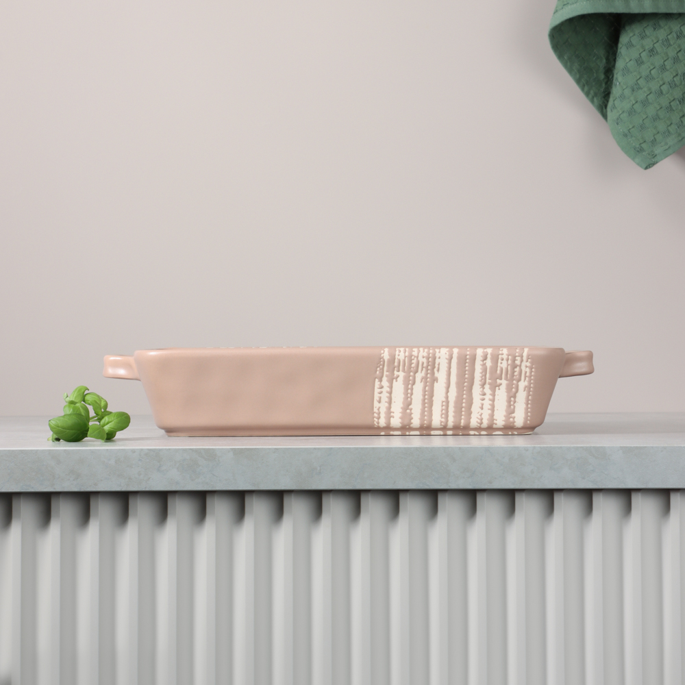 MILLIMI Форма для запекания и сервировки прямоугол.с ручками, керамика, 31х19х5,5см, 1,4л, бежевая - #17