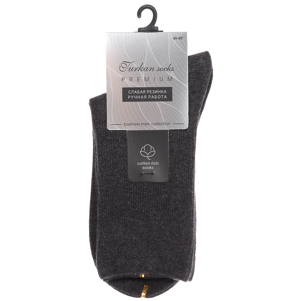 Носки мужские с ослаблен. резинкой, тм Turkan, р.41-47,90%хлопок,8%п/а,2%лайкра,цвета в ас-те,814 - #7