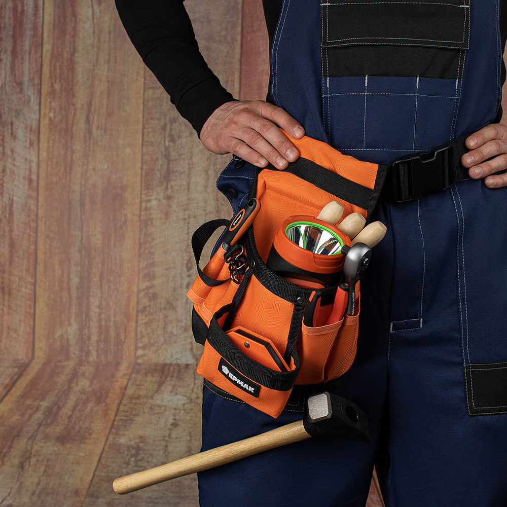 ЕРМАК Сумка-пояс одинарная, держатель для молотка, 6 карманов, 29x24см - #8