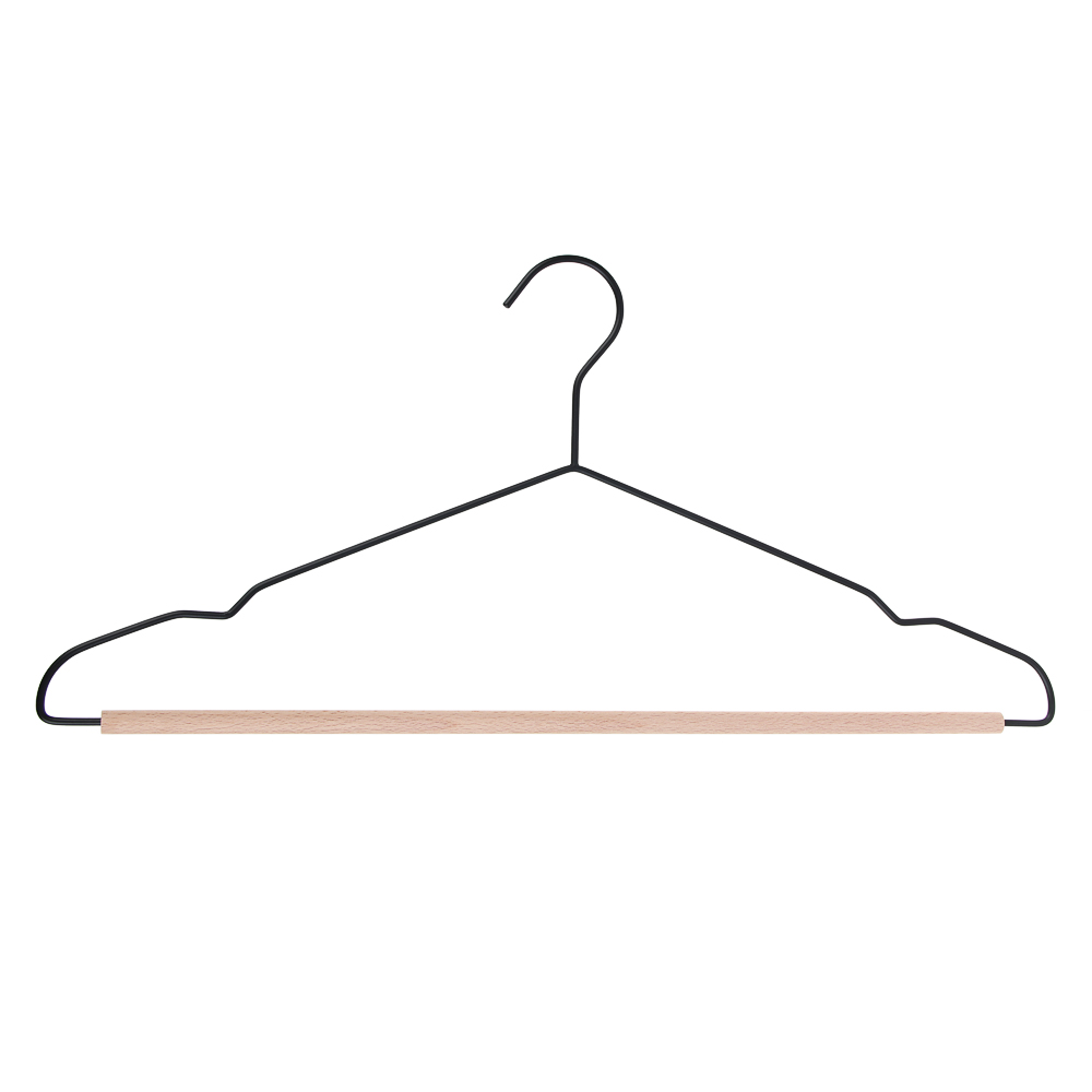 VETTA Вешалка с перекладиной, 41х19.5х0.3 см, металл, дерево, черный глянец - #1