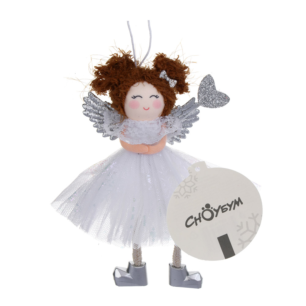 СНОУ БУМ Сувенир елочный Ангелочек 17см, полиэстер, белый, 3 вида - #5